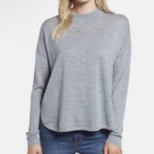 Madewell Blue Merino Wool Mockneck Boxy Pullover Sweater